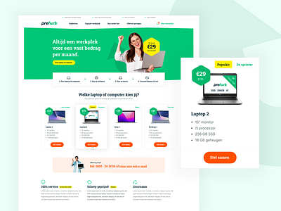 Prefurb - UI & UX design 🇳🇱 clean computer conversion design dutch flat green laptop orange order proces refurbish site ui uidesign usability ux webdesign website yellow