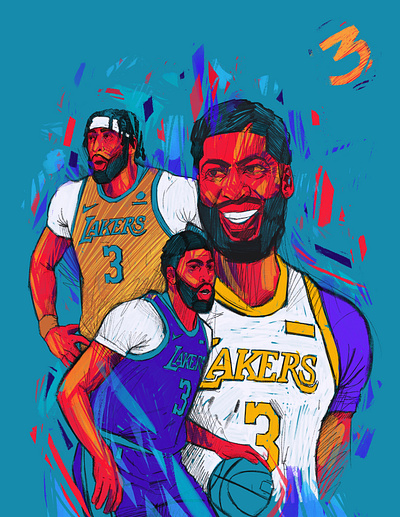 Davis x Lakers basketball character davis lakers illustrated portrait illustration illustrator lakers nba nba illustrated nba illustrations people portrait portrait illustration procreate