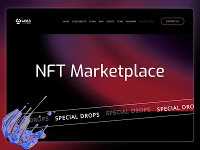 NFT Homepage 3d blockchain cryptocurrrency futuristic homepage marketplace nft ui web 3 website