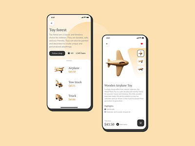 Craft market app app cards craft handmade item market product product page shop toys ui wood