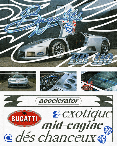 Bugatti EB110 Poster art art poster automotive design car poster design graphic design graphic poster poster racing typography visual poster
