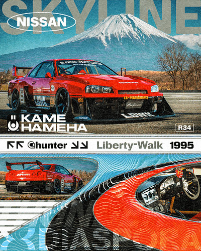 Nissan Skyline R34 Liberty-Walk Poster automotive design