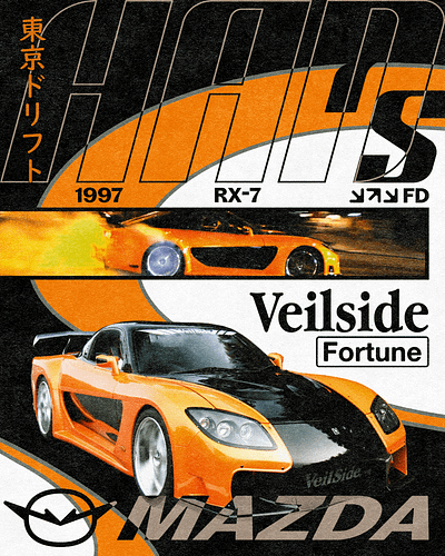 Han's Mazda RX-7 VeilSide Fortune Poster automotive design fast and furious