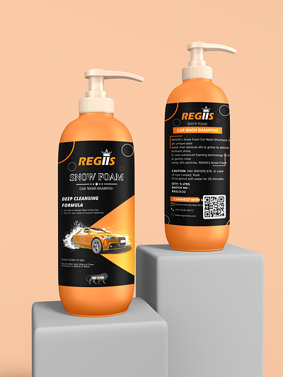 Bottle Label Design for Car Wash Liquid for REGIIS brandcreation brandidentity branding design graphic design illustration logo mockup