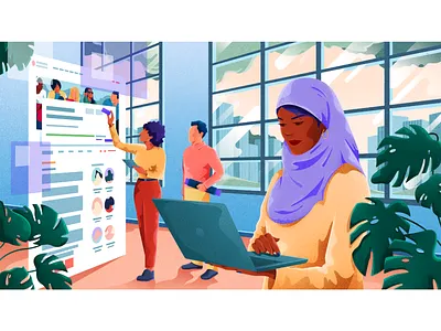 Making design character colors design graphic design illustration office team work ui ux vector