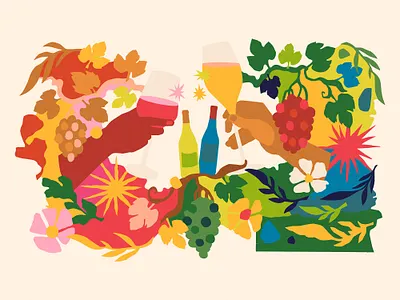 We Share Wine - A Special moment alcohol beverages cheers dining flowers food pairing garden grapes illustration ingredients natural natural wine nature restaurant vineyard wine