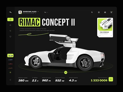 Car configurator design | Lazarev. 360 3d car model cars clean configurator design electric feature interface list performance price rotate slide spot ui ux vehicle web