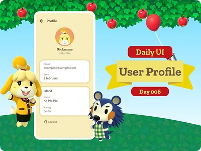 User Profile for App Nook's Bank. DailyUI Day 006 animalcrossing dailyui dailyui006 mobileapp nooksbank userprofel