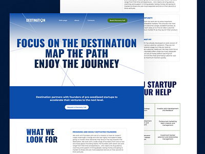 Website for Destination bigfonts blue brandguideline branding design greenandblue lines startupaccelerator ui website