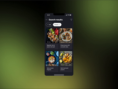 Recipe app animation app app design clean dark minimalistic mobile design ui ui design user experience user interface ux