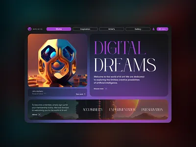 AI Art Gallery Website Concept ai art concept design exploration landing page ui uiux webdesign website