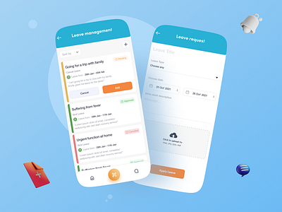 Leave Management Screen - Ed-tech app concept design mobile app mobile ui ui ux