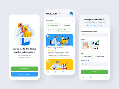 Mobile App for Veterinarians animals app design doctor dog education figma illustration ios medicine mobile app ui ui design uitrends uiux ux vet veterinary