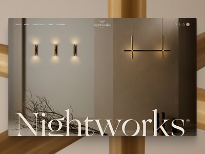 Nightworks branding ecommerce landing page lighting product typography ui ux web design website