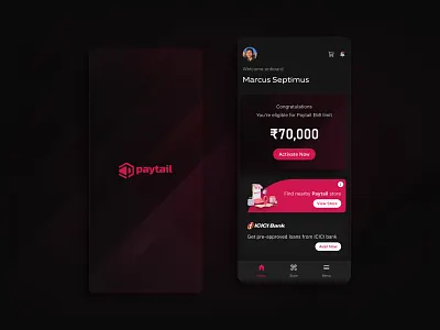 Dark Mode Fintech Concept: Paytail app redesign concept buy now pay later credit solutions app dark theme finance digital payment redesign digital wallet finance app design fintech app design fintech redesign installment payment app mobile finance ui mobile payment app mobile wallet concept modern finance ui payment gateway design payment solutions paytail concept paytail redesign paytail ui inspiration uiux fintech