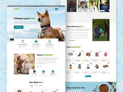 Pet Shop & Care Figma Template - Petology branding buy and sale design ecommerce figma full landing page graphic design landing page perology pet pet care pet shop pet shop care shop page trending design 23 trending ui ui unique design uxui woocommerce