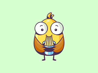 Bird eat noodle animal bird character illustration logo mascot mascot logo noodle