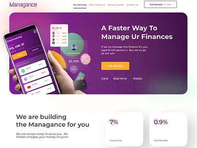 Managance Landing Page UI Design homepage landing page ui uidesigner uiux uxdesigner website