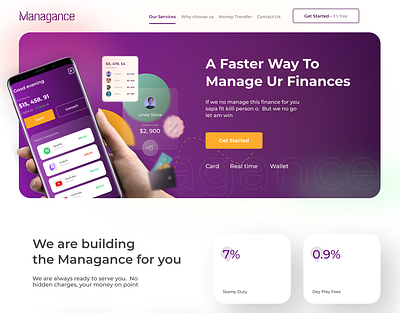 Managance Landing Page UI Design homepage landing page ui uidesigner uiux uxdesigner website