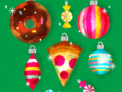 shiny and bright christmas christmas bulbs christmas ornaments christmas tree decorations donut mercury glass ornaments mid century ornaments pizza shiny