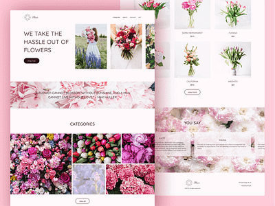 Flower shop — Website design clean creative dailyui design designinspiration ecommerce figma flower flower shop landing page photoshop pink simple sketch ui uiux ux web web design website