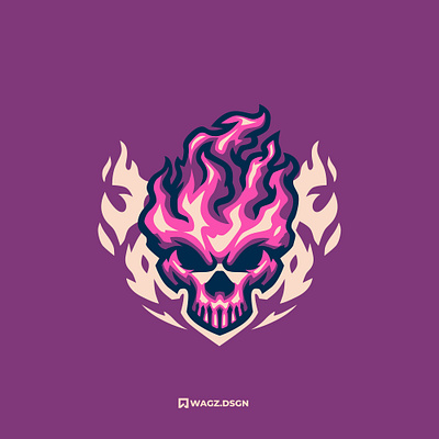 FLAMING SKULL design fire flame graphic design head illustration logo mascot mascot logo skull vector