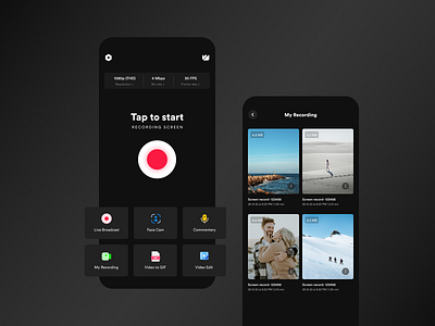 Screen Recorder App app app design clean app design dribbble best shot ios app design mobile app design screen recorder app uiux design