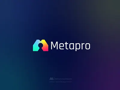 Metapro technology company logo , M letter logo 2023 logo trend 99 design logo abstract mark logo brand identity design brand identity guidelines branding creative logo full brand identity design future tech gradient logo graphic design logo design m letter logo meta metaverse minimal logo modern minimal logo security icon technology timeless logo