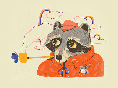 Day Dreaming Raccoon character design childrens book dreaming illustration whimsical