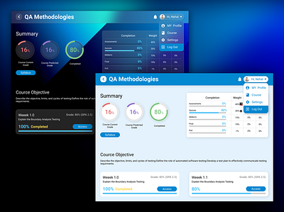 Dashboard UI for Learning Management System branding dark dashboard design desktop education graphic design learning light theme ui ux