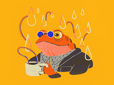 Whimsical Frog book illustration character design coffee frog illustration toad