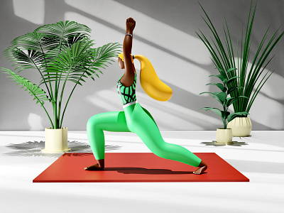 Yoga Girl 3d art 3d artwork 3d athletic 3d character 3d design 3d girl 3d girl character 3d illustration branding character design character modeling graphic design illustration ui yoga