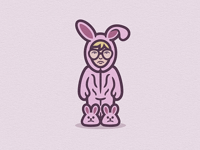 Ralphie adobefrecso bold bunny character christmas design fan art illustration illustrator minimal photoshop pink thicklines vector