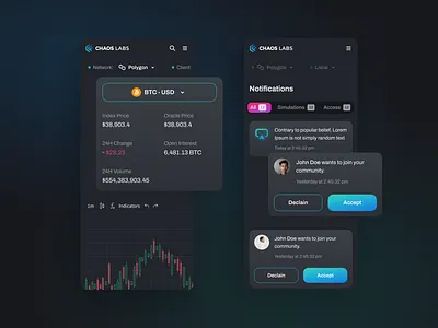 Chaos Labs - Cloud platform blockchain cloud platform darkmode darkshame design fintech firebase icon design illustration design interaction design mobile view react react native security service ui uiuxmobile user interface design ux ux design web development
