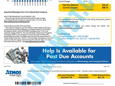 Atmos Energy Utility Bill Texas USA bank statement credit card statement credit report design id card pay stub payslip utility bill