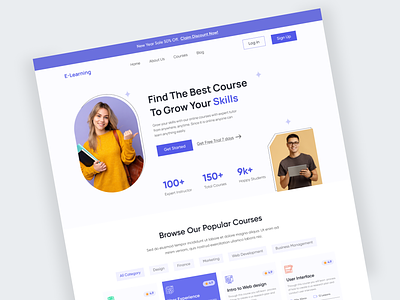 eLearning Website Landing page dailyui e learning education website graphic design homepage landing page online education online learning ui ui design ui designer uiux uiux design user interface design ux ux design uxui web web design website