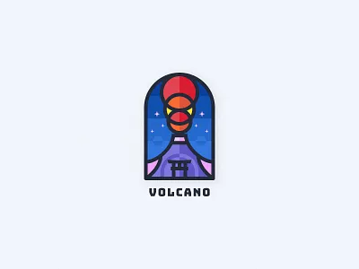 Volcano Badge badge clean crest design environment eruption illustration japan lava logo magma nature night outdoors simple stained glass stars vector volcano wilderness