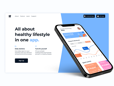 Sport App Promo Page app app design design mobile mobile app ui uiux ux web webdesign