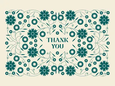 Thank you card design card daisy floral flourish flowers gift card green invitations line monocolor note card sunflower symmetry thank you wedding invite wedding suite