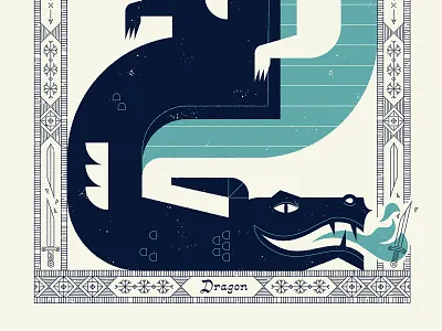 Dragon! arrow border creature cryptid dragon fire fire breathing flame illustration knight legend line lizard magic medieval mythic mythical sword texture