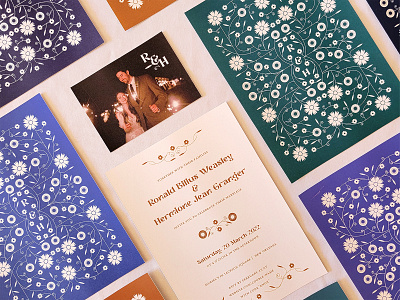 Wedding Invitation Suite card daisy floral flower gift card harry potter invitation line note card sunflower symmetry wedding wedding invite