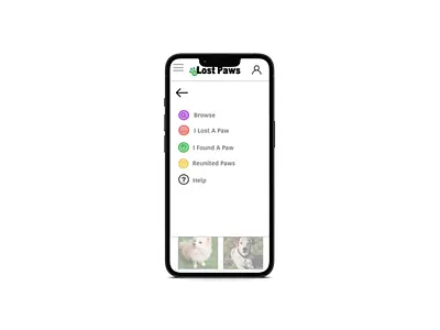UI Design - Lost Paws Menu Screen app design iconography ui design ux design