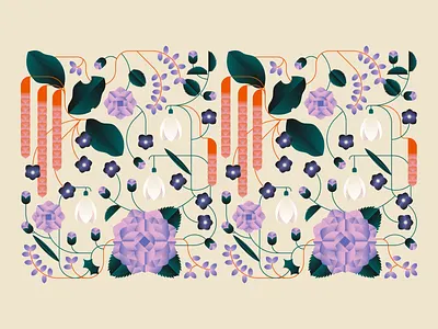 Flowers that bloom in February floral flower flowers gradient leaves line pattern petals planner snow snowdrops vines winter