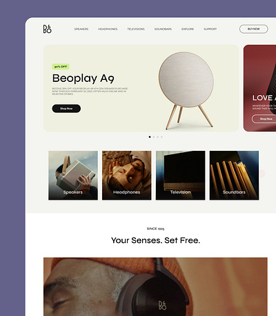 Bang-Olufsen Landing Page Concept audio branding design landingpage ux webdesign