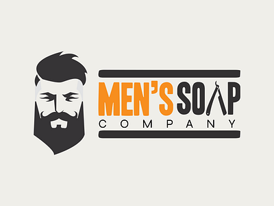 Men's Soap Co. beard branding character face graphic design illustration logo orange razor shaving