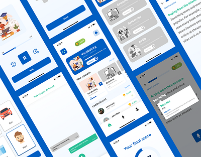 Ai based English speaking learning app ai app ai learning app design app design kit artificial inteligence clean ui design duolingo edtech edtech app education app language app language learning leaning app learning minimal design minimal ui ui ux