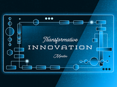 Innovation blue computer figma future gradient illustration innovation lowcode matrix mendix microflow screen space tech technology transformation typography