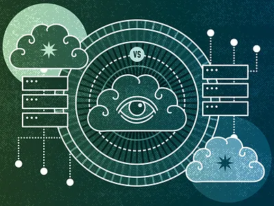 Public Vs. Private Cloud ai blog blue cloud data drive eye figma green illustration knowledge low code mendix private cloud public cloud server tech technology texture vector