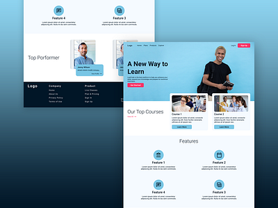 Ed Tech Landing Page app blue cta design desktop education landing page learning page ui ux webpage website