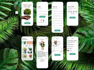 Online plant buying application app figma graphic design ui ux vector